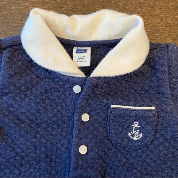Navy Blue nautical Janie & Jack Baby onesie size 3-6 Months - Picture 3 of 5